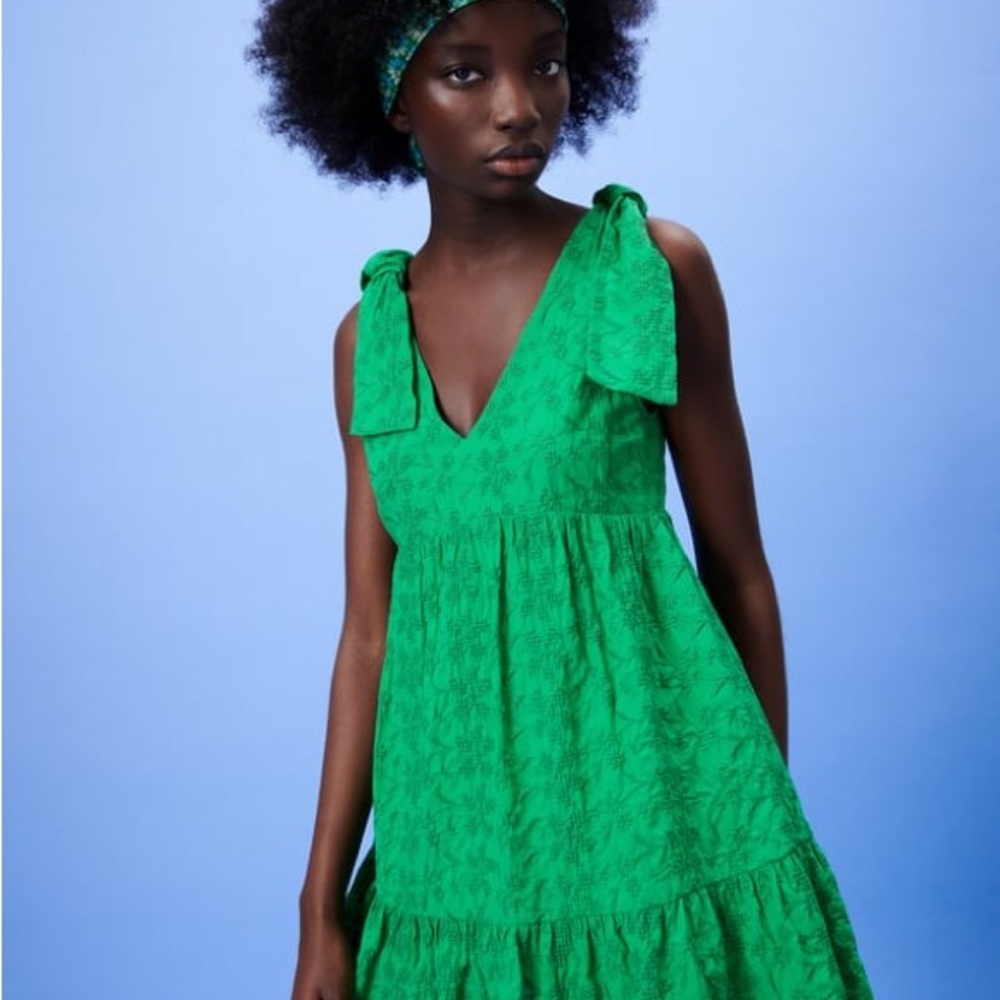 Zara Green Embroidered Romper Size M